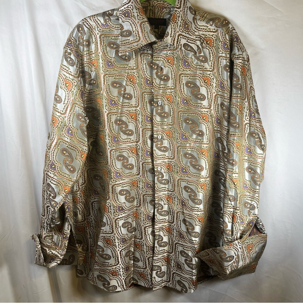 Elegant Vintage Paisley Button-Down Shirt